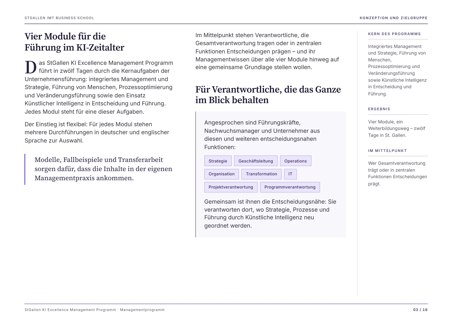 StGallen KI Excellence Management Programm · Seite 3